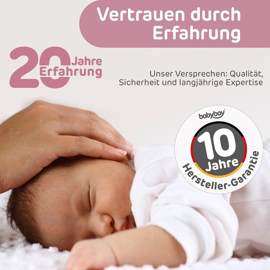 babybay Original Beistellbett aus massivem Buchenholz / kompakt & verwandelbar / Kinderbett Höhe stufenlos verstellbar & umweltfreundlich / mitwachsendes Babybett (weiß lackiert) / inkl. Matratze