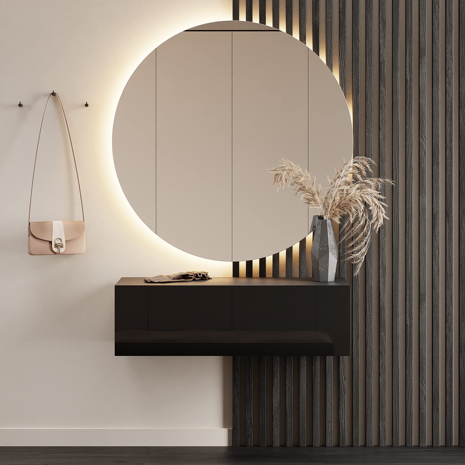 Planetmöbel Flur Möbel Garderobe Hängeschrank 2X 140 cm Gold Eiche - Anthrazit, Kompaktgarderobe mit Klappe als Stauraum, Wandgarderobe hängend oder stehend, 37,8T x 140B x 32,5H cm