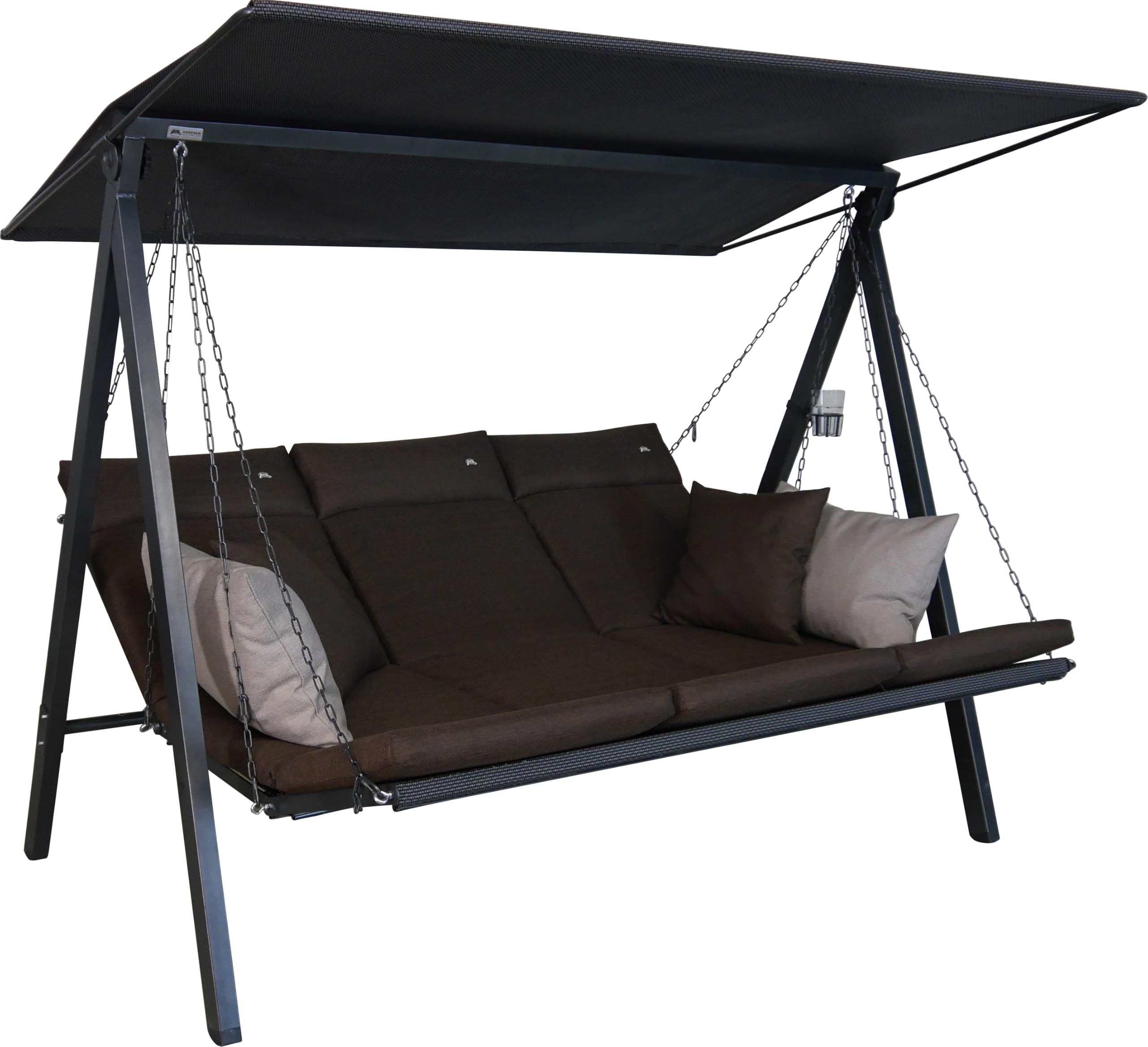 ANGERER Hollywoodschaukel Lounge Smart – Schaukel zum Sitzen, Liegen & Entspannen, inkl. Bett-Funktion, einfache Montage, Made in Germany, hochwertiger Stoff, Grau