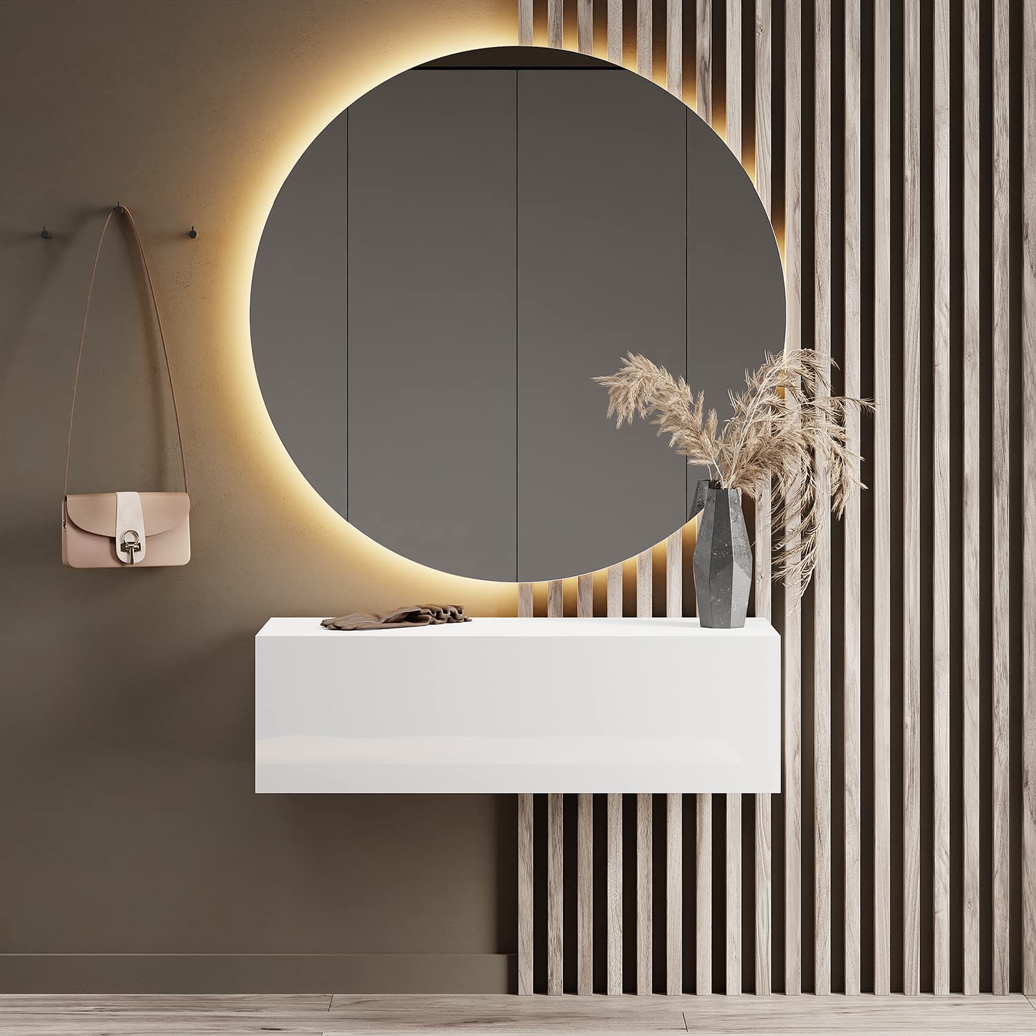 Planetmöbel Flur Möbel Garderobe Hängeschrank 2X 140 cm Gold Eiche - Anthrazit, Kompaktgarderobe mit Klappe als Stauraum, Wandgarderobe hängend oder stehend, 37,8T x 140B x 32,5H cm