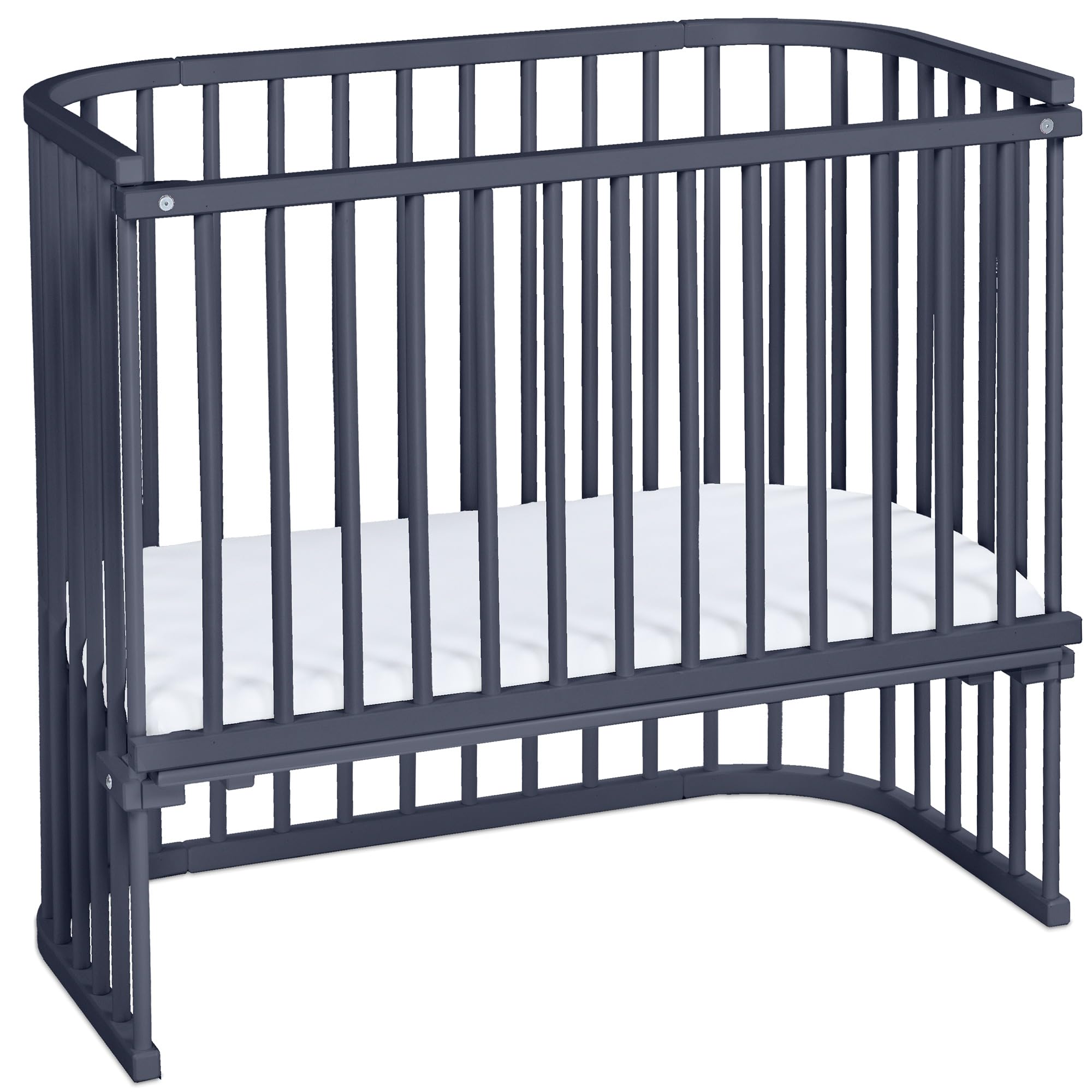 babybay Original Beistellbett aus massivem Buchenholz / kompakt & verwandelbar / Kinderbett Höhe stufenlos verstellbar & umweltfreundlich / mitwachsendes Babybett (weiß lackiert) / inkl. Matratze
