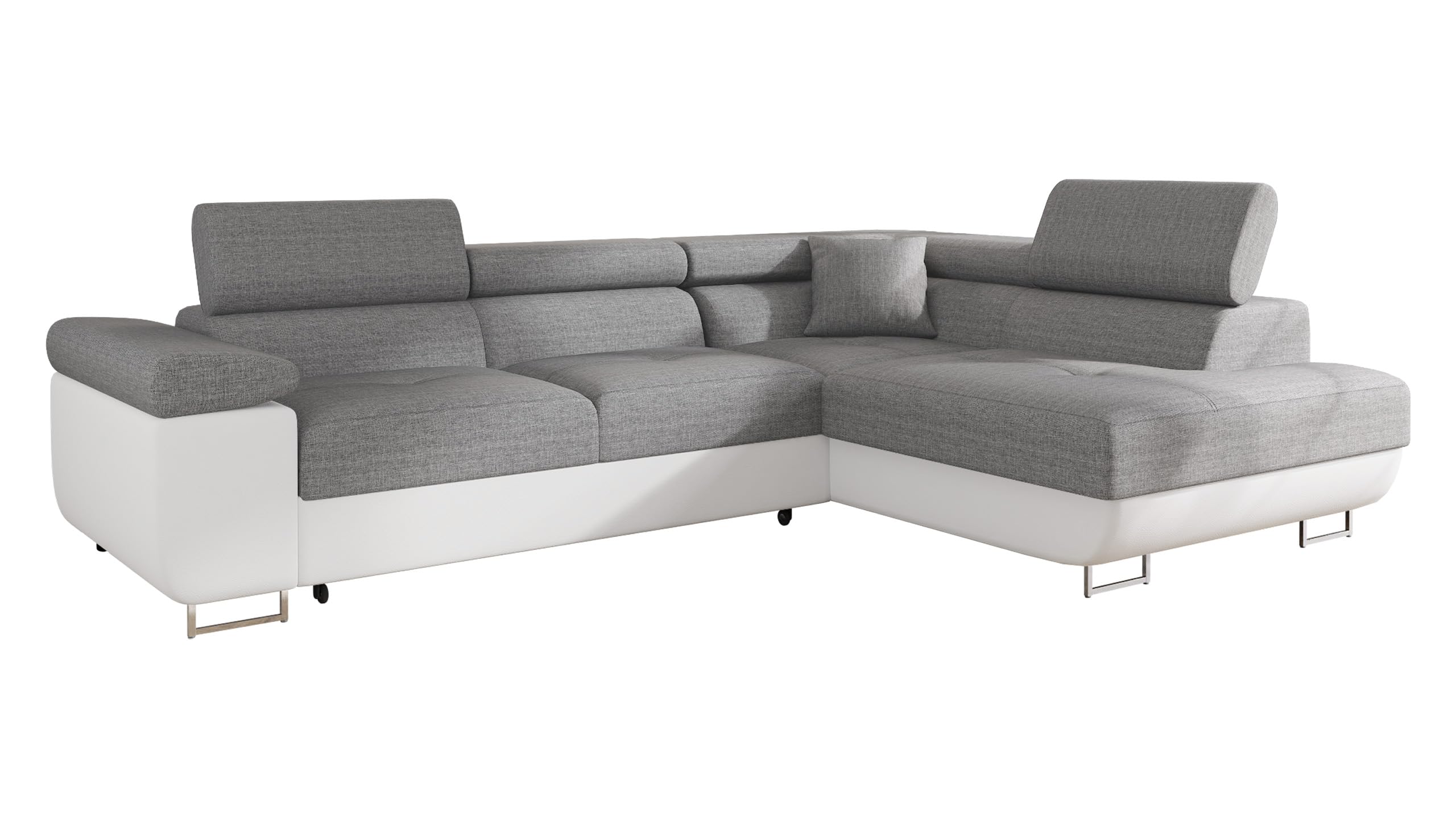 Mirjan24 Torezio Corner Sofa with Bed Box, Adjustable Headrests, Sofa with Sleep Function, Corner Couch for Living Room, Upholstered Corner, L-Shape Couch with Bed Function (Manila 16, Side: Left)