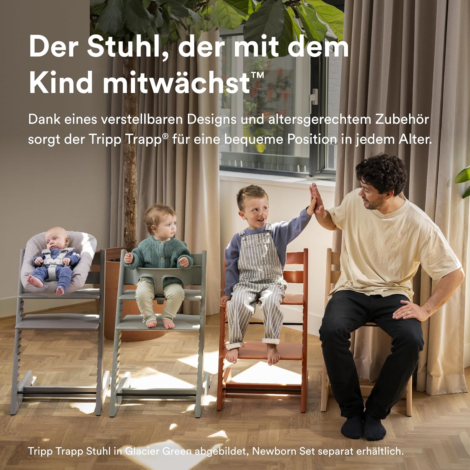 Stokke Tripp Trapp Hochstuhl, White - Inklusive Stuhl + Baby Set2 für Kinder von 6-36 Monaten - Verstellbar, ergonomisch & leicht zu reinigen