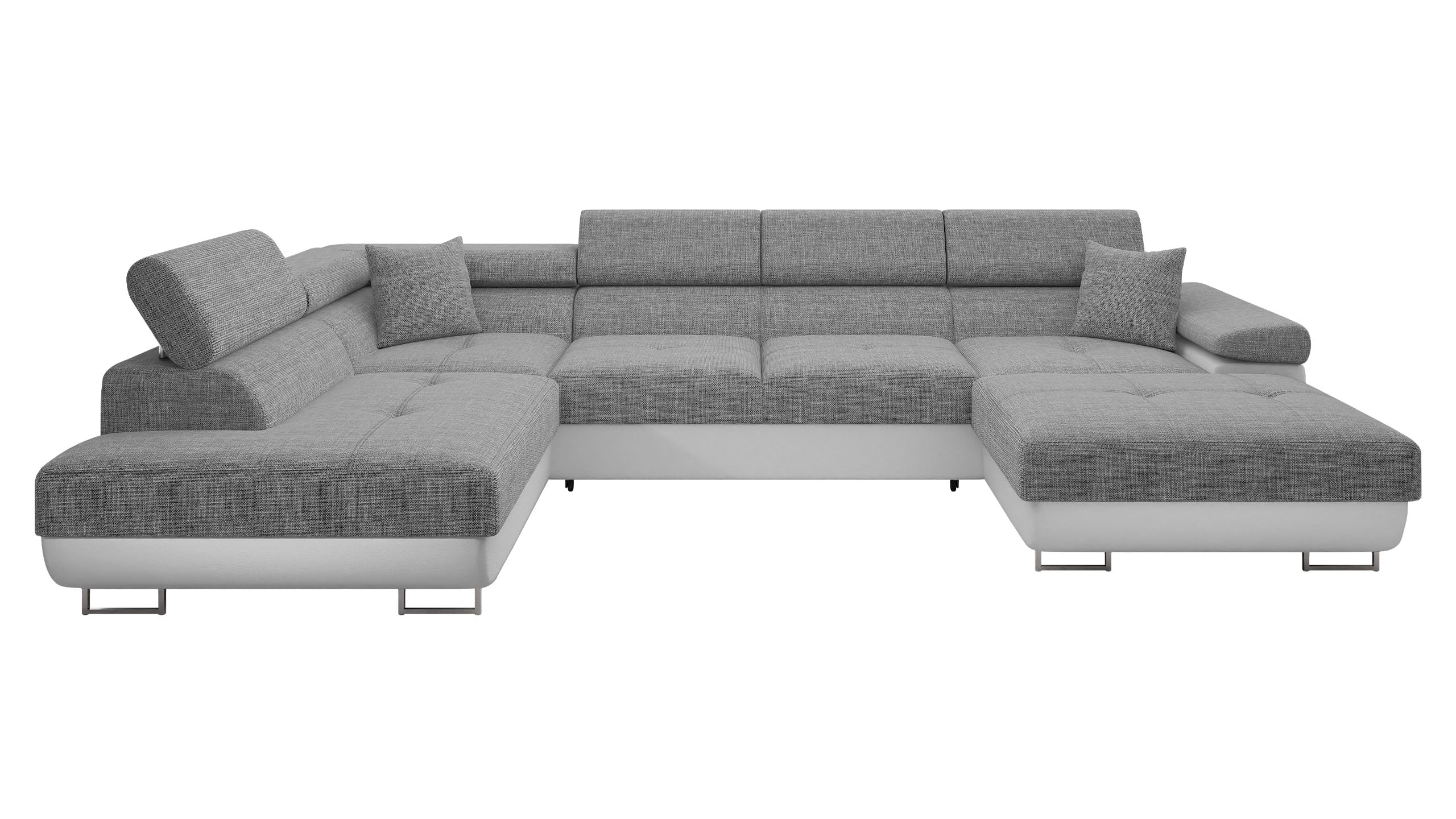 Mirjan24 Ecksofa Torezio Bis mit Bettkasten, Einstellbare Kopfstützen, Sofa mit Schlaffunktion, Eckcouch für Wohnzimmer, Polsterecke, U-Form Couch mit Bettfunktion (Soft 011 + Lux 06, Seite: Rechts)