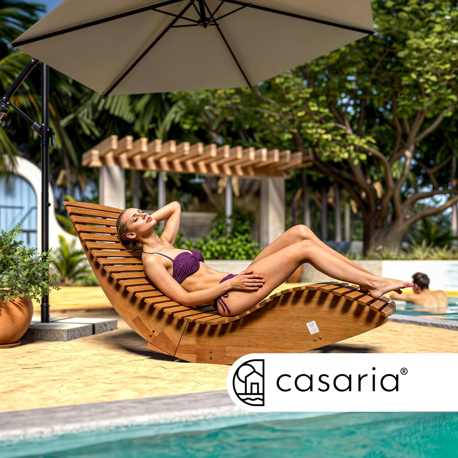 Casaria® 2X Sonnenliege Klappbar Wetterfest Holz 160kg Belastbarkeit Pflegeleicht FSC®-Zertifiziert Akazie Garten Balkon Sauna Liege Holzliege Relaxliege 195x60cm
