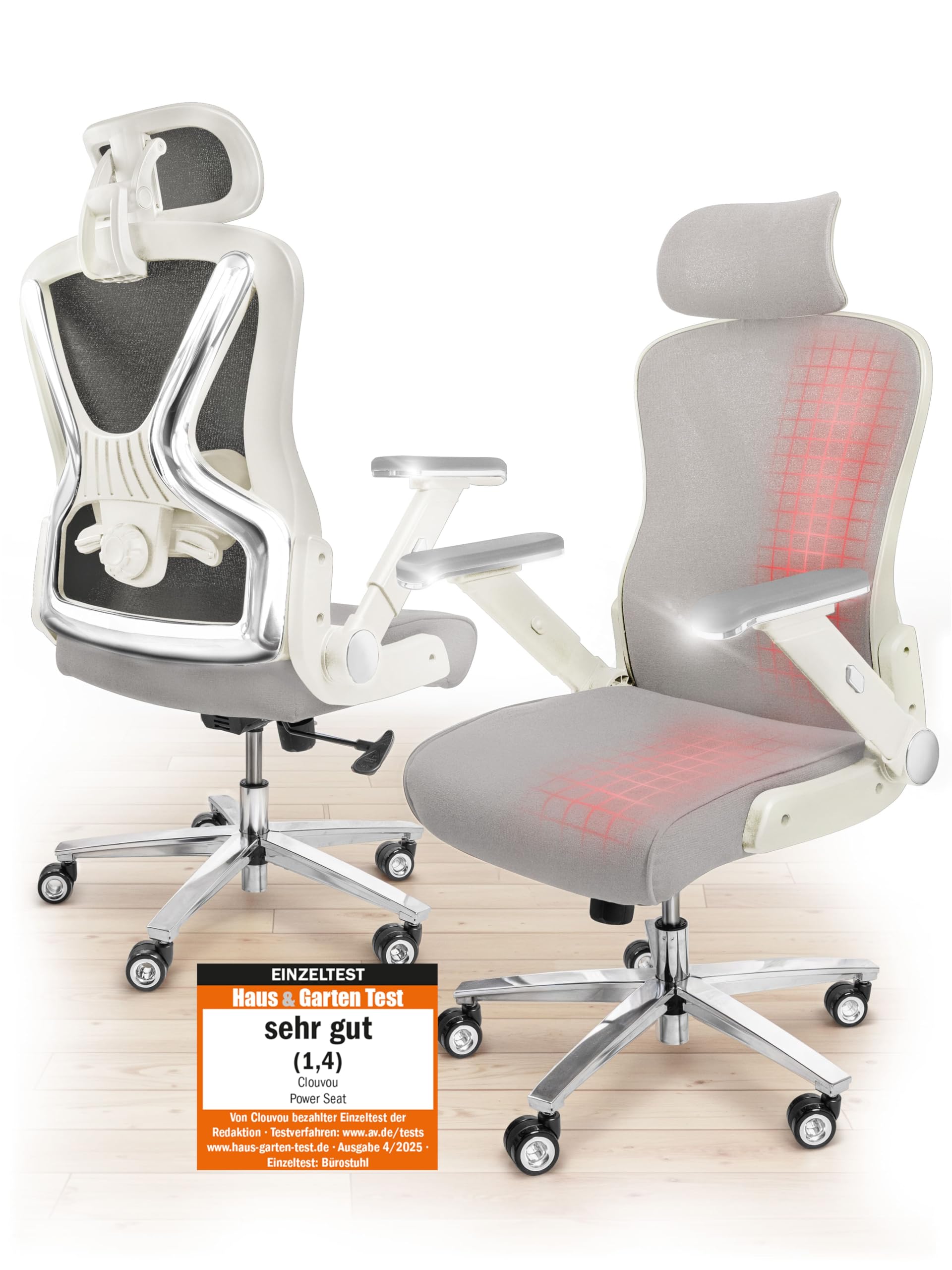CLOUVOU BrightSeat Bürostuhl Ergonomisch [TESTSIEGER] Schreibtischstuhl 100% individuell einstellbar | Büro Stuhl & Gaming Stuhl | Computerstuhl Home Office Chair Ergonomic | Drehstuhl 150 kg