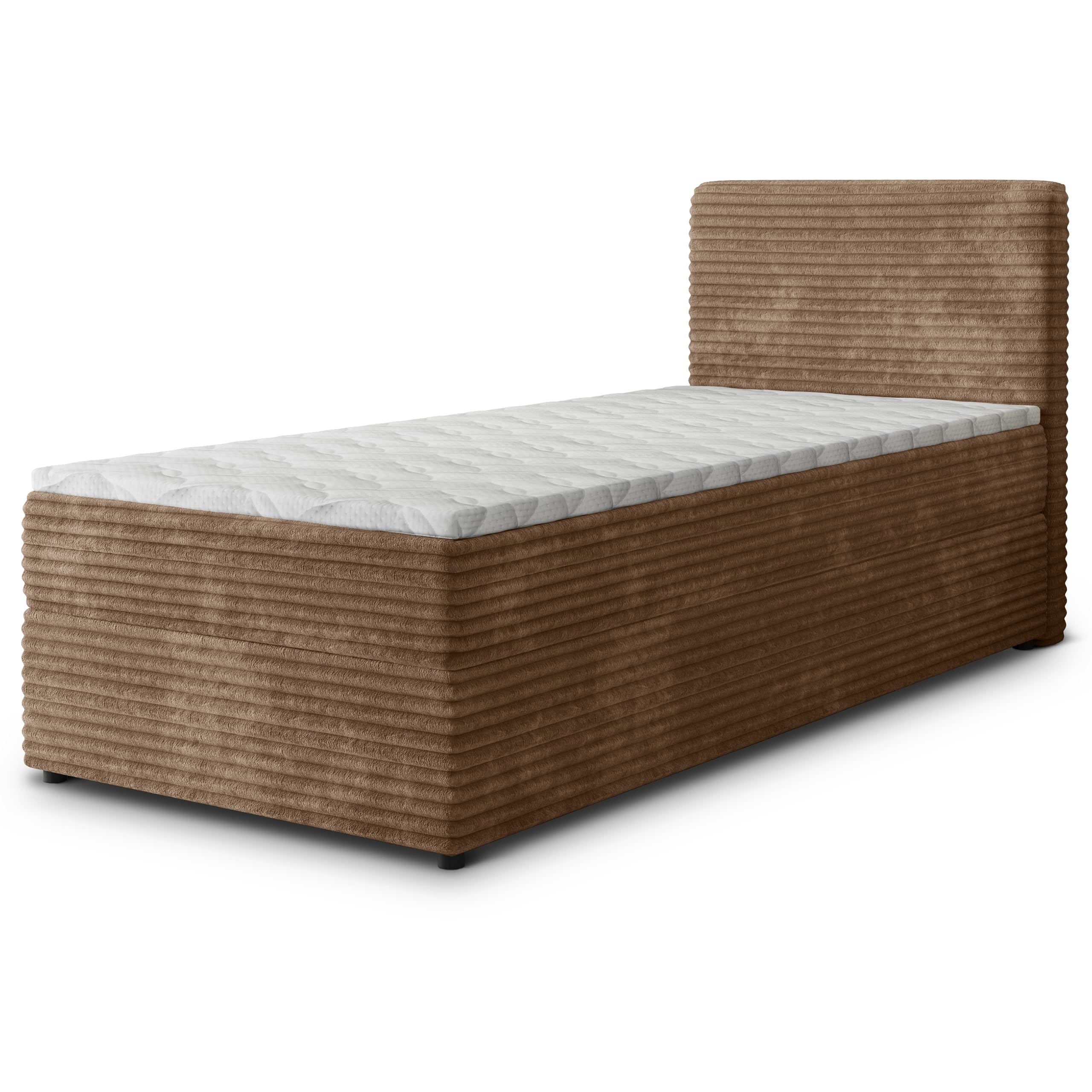 Masseno Boxspringbett PISA 160x200 cm Komplett-Set mit Matratze und Topper, Polsterbett mit Zwei Bettkästen -Creme, TILIA 03