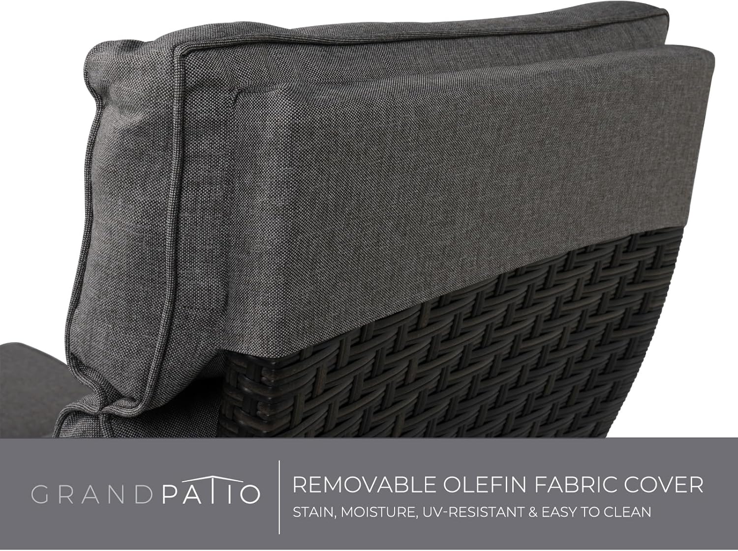 Grand patio Relaxliege Liegesessel mit Sitzkissen Armlehnensessel Verstellbare Rückenlehne Rattan Sonnenliege für Innen, Außeneinsatz, Dunkelgrau -Dunkel Grau Sitzkissen & Braun Rattan