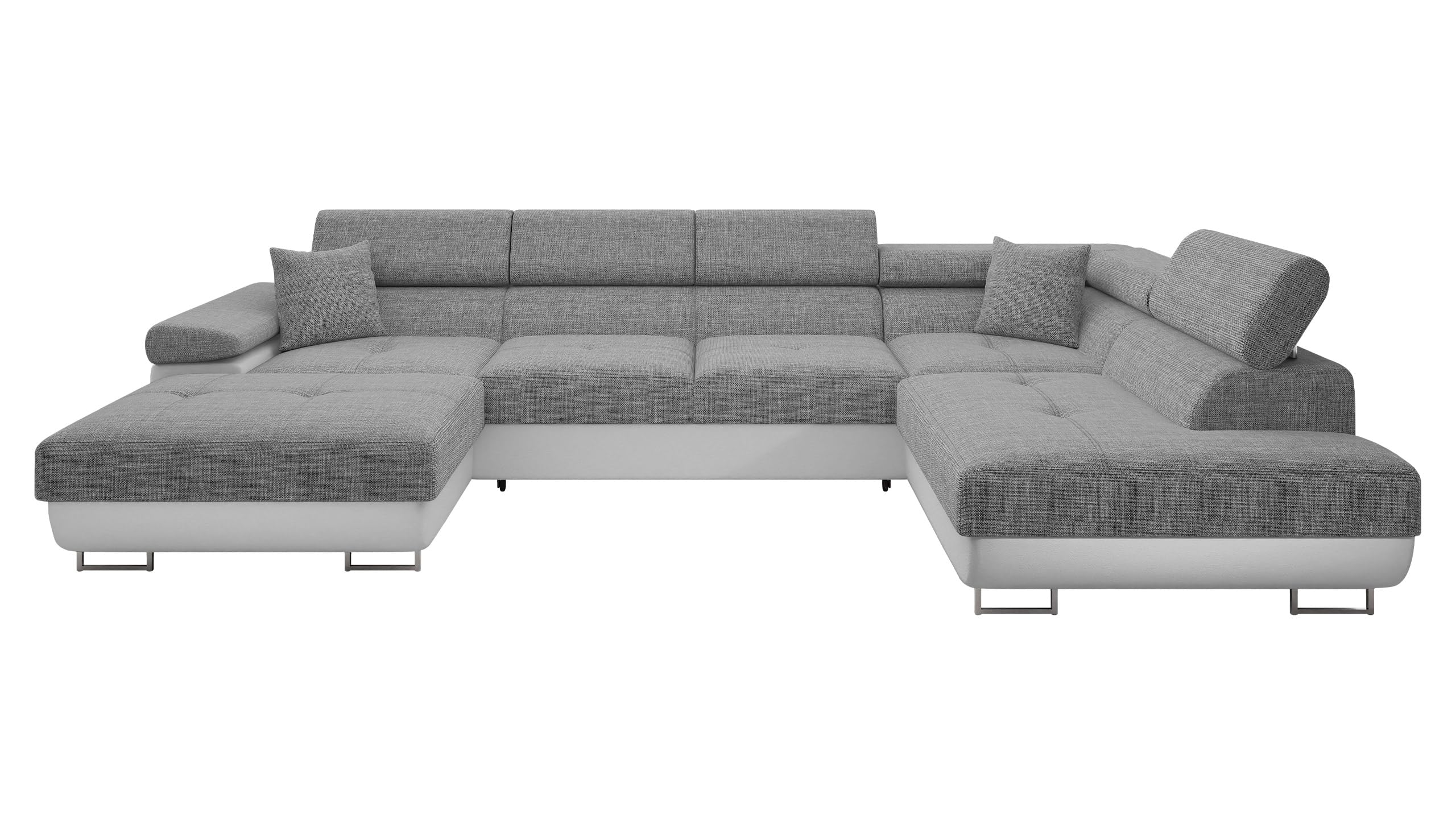Mirjan24 Ecksofa Torezio Bis mit Bettkasten, Einstellbare Kopfstützen, Sofa mit Schlaffunktion, Eckcouch für Wohnzimmer, Polsterecke, U-Form Couch mit Bettfunktion (Soft 011 + Lux 06, Seite: Rechts)