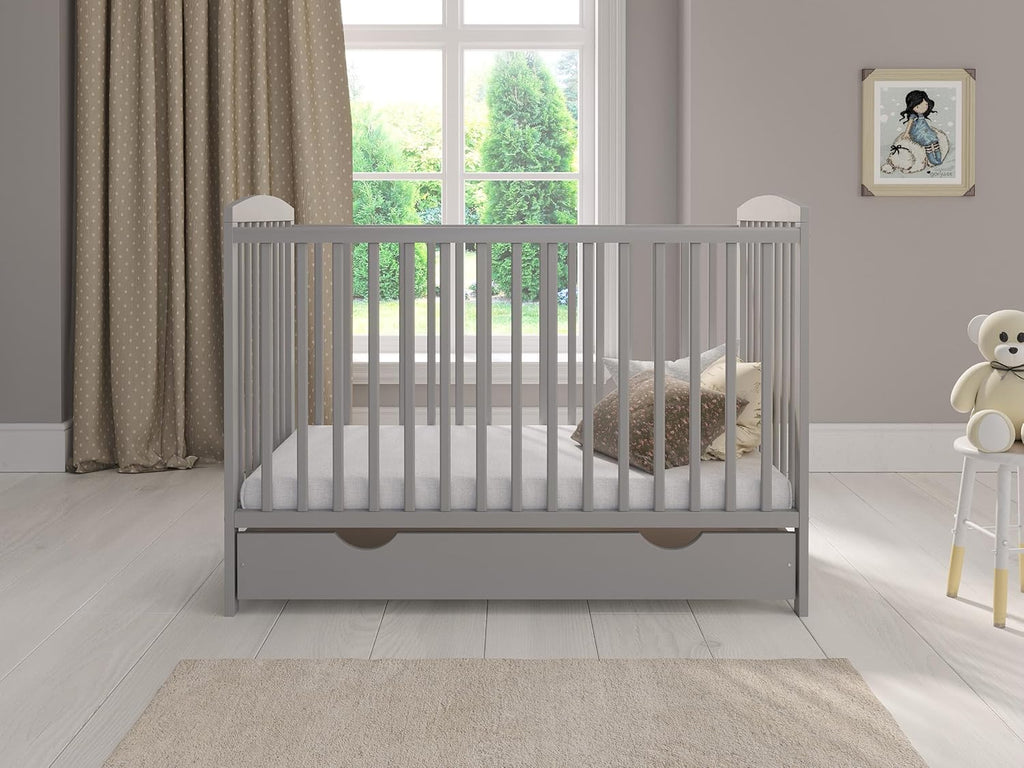 Love For Sleep Babybett Beistellbett 120x60cm mit Schaumstoffmatratze Grau Jacob Kinderbett Baby Bett Holz - Kinderbett Babybett, Mitwachsend Gitterbett Baby Bed