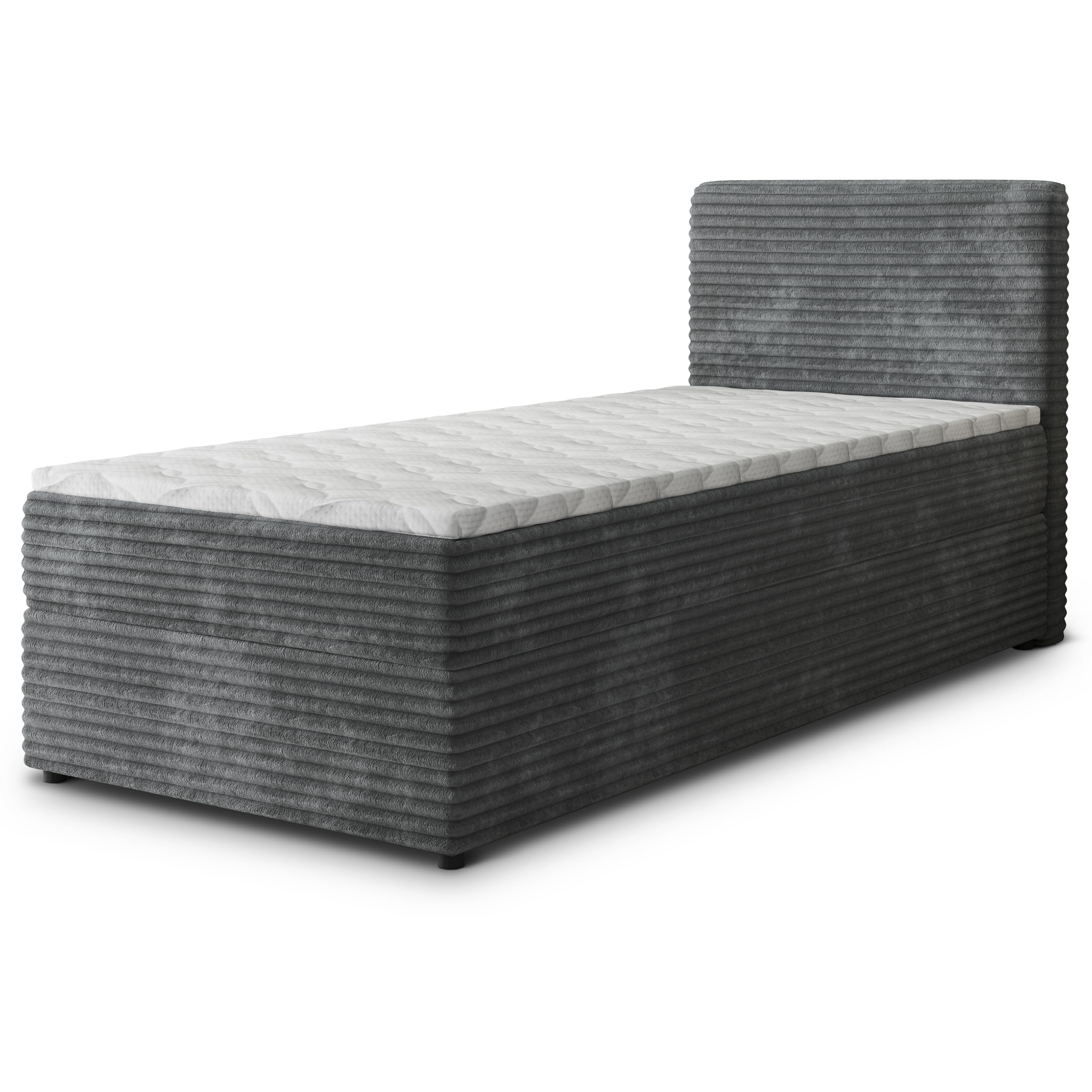 Masseno Boxspringbett PISA 160x200 cm Komplett-Set mit Matratze und Topper, Polsterbett mit Zwei Bettkästen -Creme, TILIA 03