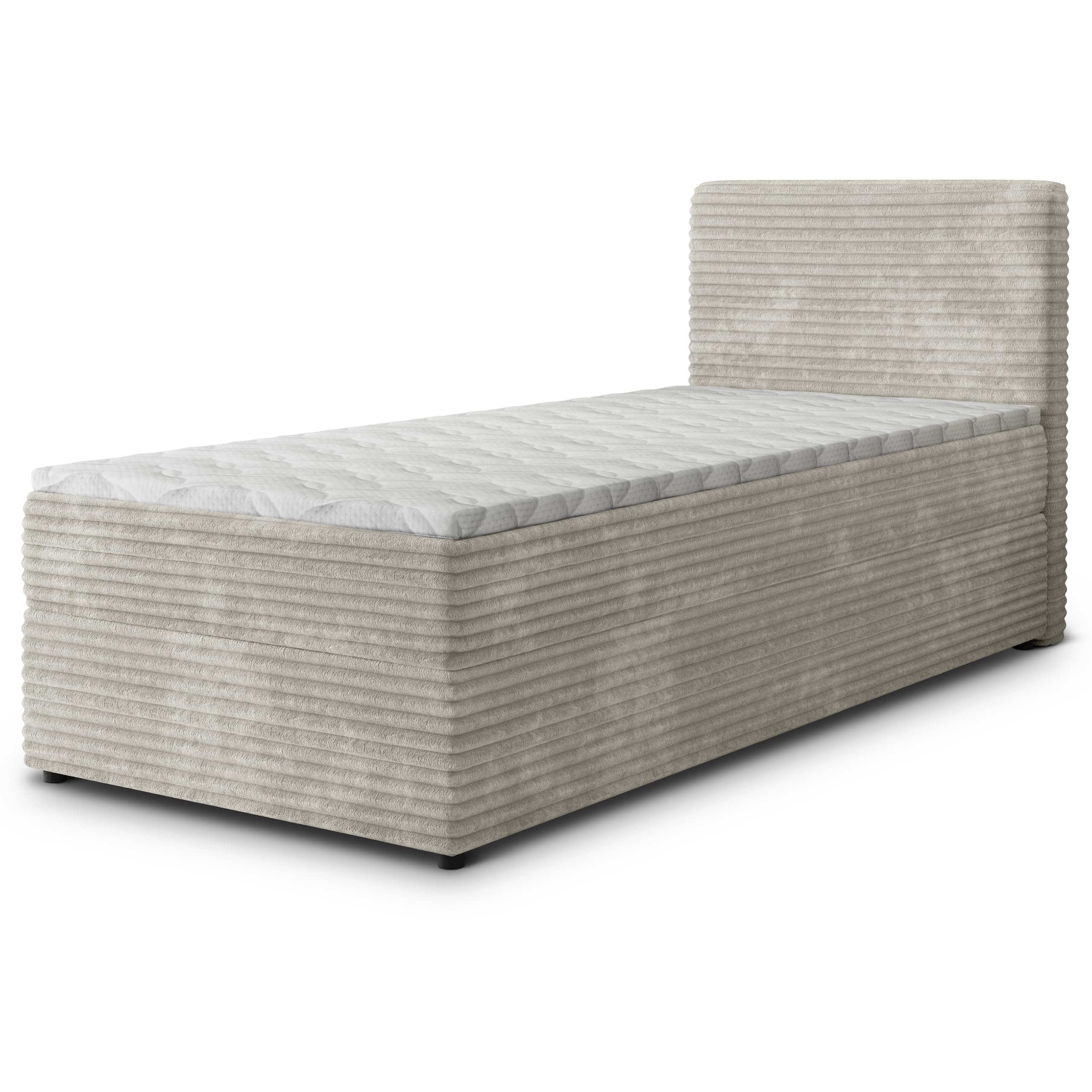 Masseno Boxspringbett PISA 160x200 cm Komplett-Set mit Matratze und Topper, Polsterbett mit Zwei Bettkästen -Creme, TILIA 03