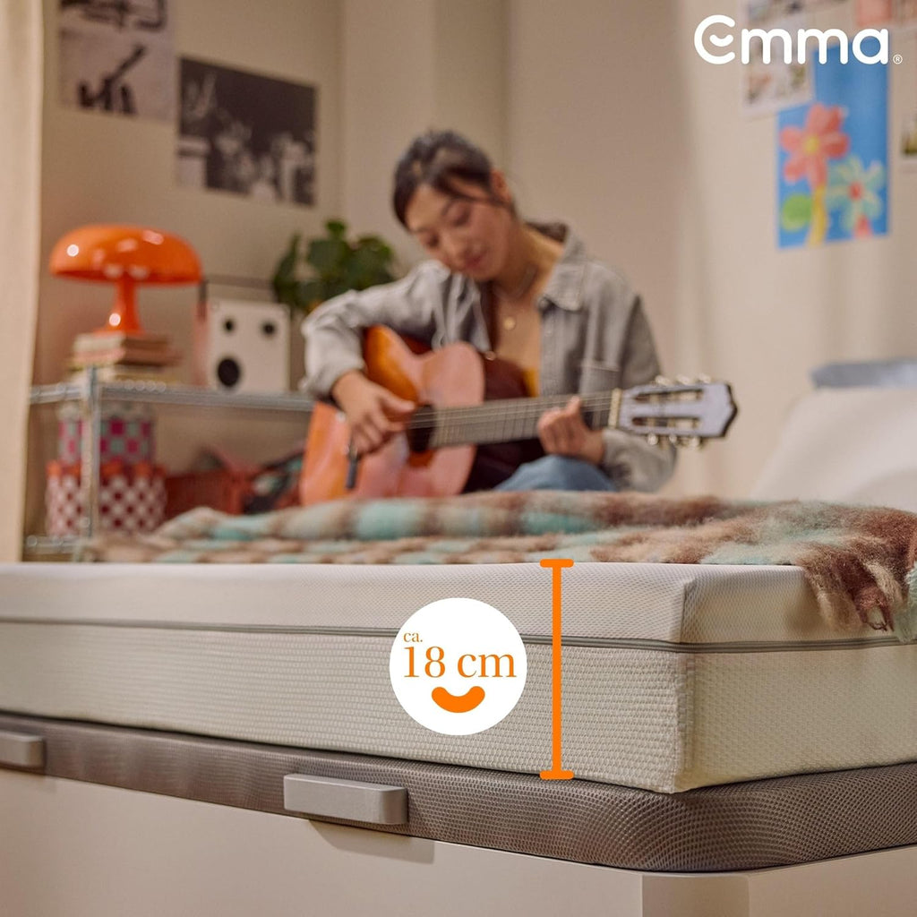Emma One+ Matratze 140x200 H2 Mittelfest – Kühlende & atmungsaktive 3-Zonen-Schaummatratze – Ergonomisch, Klimaregulierend & Waschbarer Bezug – Für alle Schlafpositionen geeignet