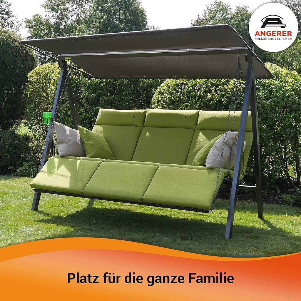 ANGERER Hollywoodschaukel Lounge Smart – Schaukel zum Sitzen, Liegen & Entspannen, inkl. Bett-Funktion, einfache Montage, Made in Germany, hochwertiger Stoff, Grau